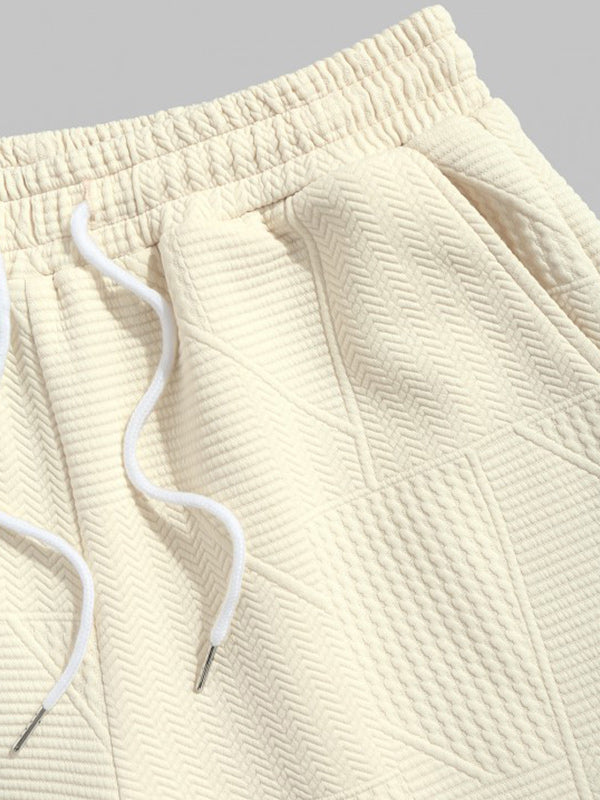 Mens Geometric Retro Jacquard Drawstring Shorts