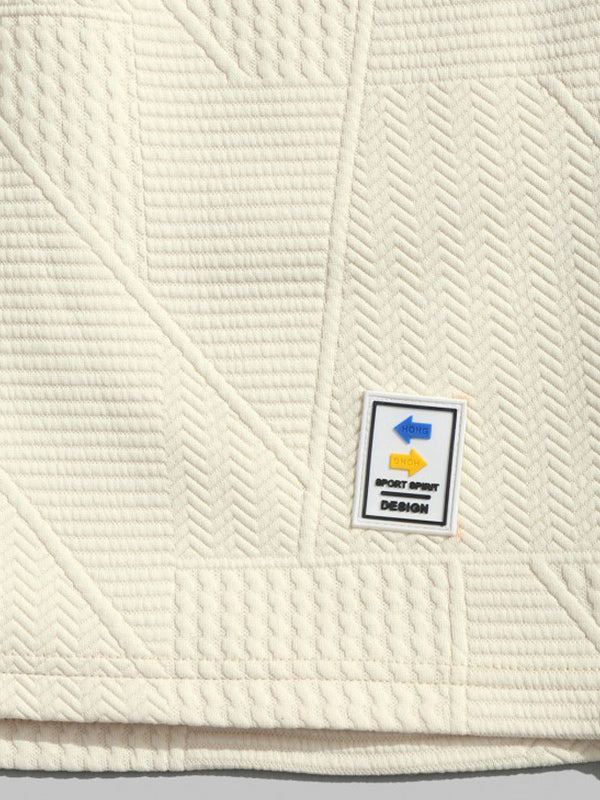 Mens Geometric Retro Jacquard Drawstring Shorts