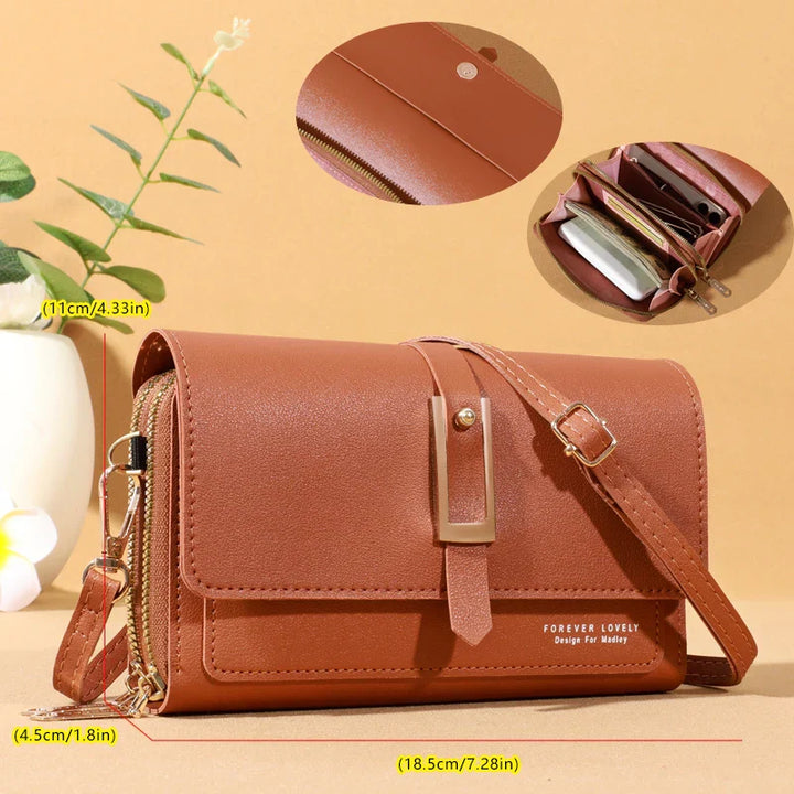 Elegant crossbody shoulder bag for women - Stylish mobile phone and card holder
