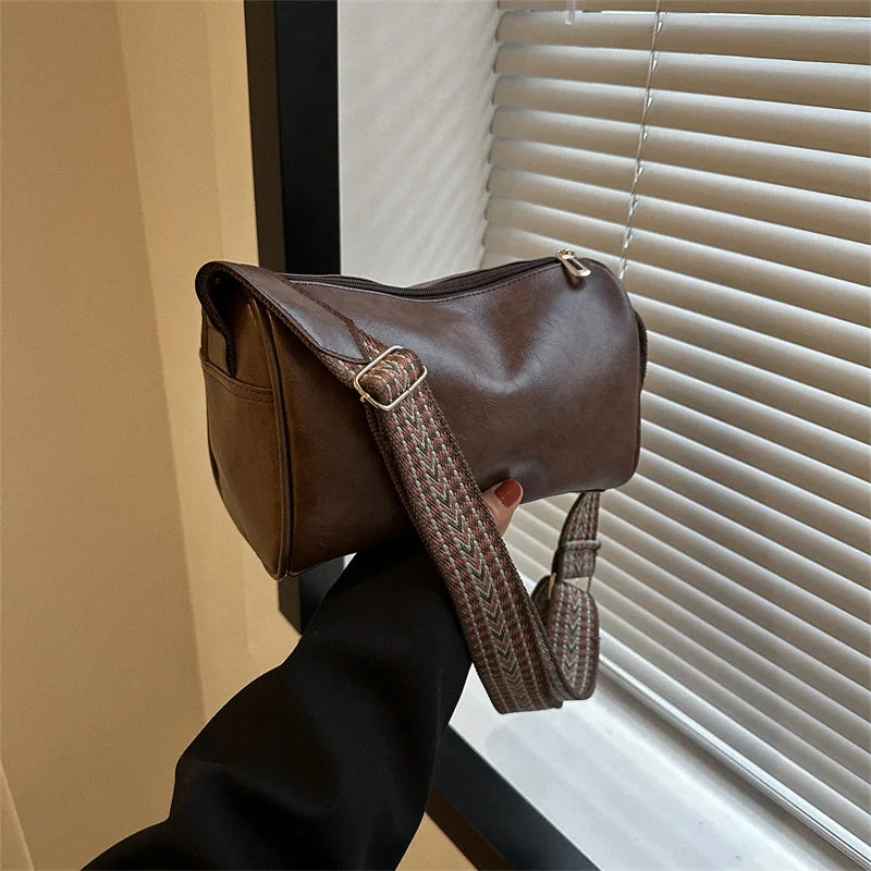 Chic vintage PU leather Boston handbag - fashionable crossbody